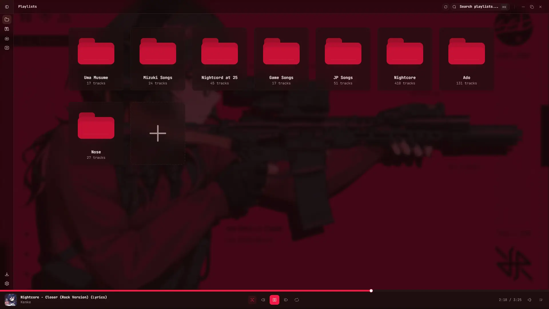Ongaku desktop app showing the music library and playback controls
